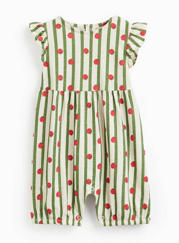 Green Striped Tomato Print Romper 6-9 months